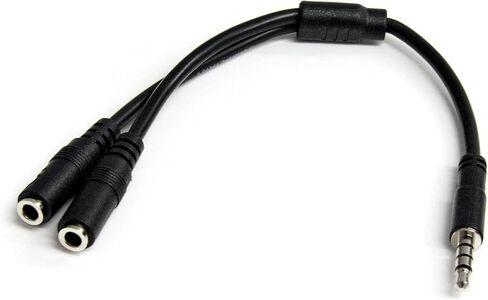 StarTech.com Headset Adapter, Microphone and Headphone Splitter - 3.5mm Male Aux to 3.5mm Female Audio & Mic Combo Jack Y Cable for Laptop / PC (MUYHSMFF) Black in Kuwait