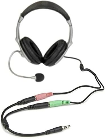 StarTech.com Headset Adapter, Microphone and Headphone Splitter - 3.5mm Male Aux to 3.5mm Female Audio & Mic Combo Jack Y Cable for Laptop / PC (MUYHSMFF) Black in Kuwait