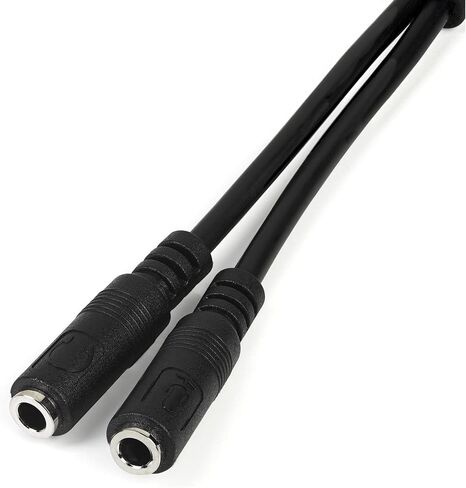 StarTech.com Headset Adapter, Microphone and Headphone Splitter - 3.5mm Male Aux to 3.5mm Female Audio & Mic Combo Jack Y Cable for Laptop / PC (MUYHSMFF) Black in Kuwait