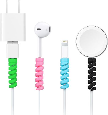 Jetec 24 Pieces Charger Cable Saver, Silicone Flexible Cable Wire Protector, Mouse Cable Protector, Suit for All Cellphone Data Lines (Black) in Saudi Arabia