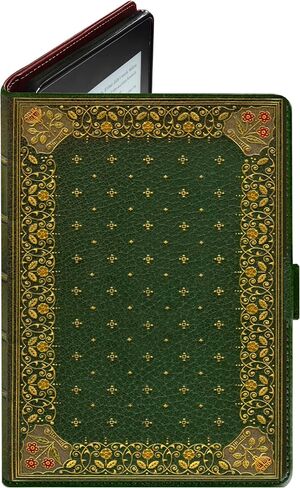 KleverCase Faux Leather Universal Book Cover Case for Kindle Paperwhite and Standard Kindle eReaders (Ornate Olive Green) in Kuwait