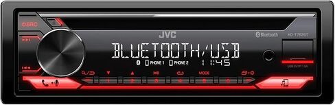 JVC بلوتوث، اتصال ثنائي الهاتف، مشغل ستيريو للسيارة سي دي ام بي 3 ايه ام/اف ام بمنفذ USB AUX مع سماعات اذن الفا سونيك in Kuwait