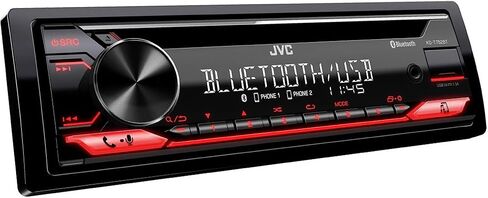 JVC بلوتوث، اتصال ثنائي الهاتف، مشغل ستيريو للسيارة سي دي ام بي 3 ايه ام/اف ام بمنفذ USB AUX مع سماعات اذن الفا سونيك in Kuwait