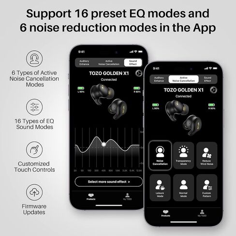 TOZO Golden X1 Wireless Earbuds Balanced Armature and Hybrid Dynamic Driver in Saudi Arabia