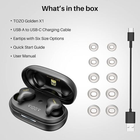 TOZO Golden X1 Wireless Earbuds Balanced Armature and Hybrid Dynamic Driver in Saudi Arabia