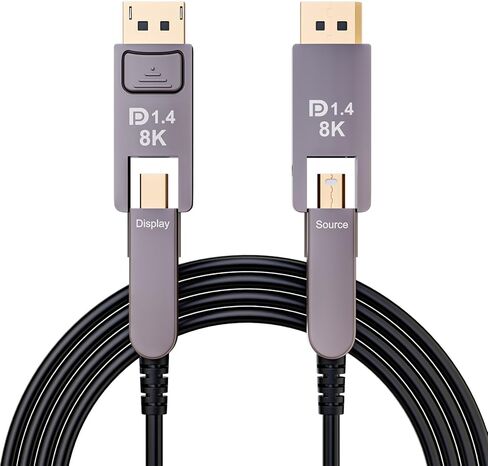 كابل الألياف الضوئية CHENLENIC Displayport 8K منفذ عرض 1.4 إلى Mini Displayport كابل الألياف الضوئية، متوافق مع Thunderbolt 2/3/4، لجهاز MacBook Pro/Air Suface Pro (T0206-15M) in Kuwait