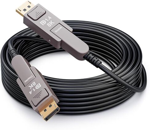 كابل الألياف الضوئية CHENLENIC Displayport 8K منفذ عرض 1.4 إلى Mini Displayport كابل الألياف الضوئية، متوافق مع Thunderbolt 2/3/4، لجهاز MacBook Pro/Air Suface Pro (T0206-15M) in Kuwait