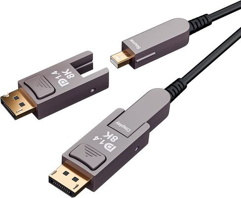 كابل الألياف الضوئية CHENLENIC Displayport 8K منفذ عرض 1.4 إلى Mini Displayport كابل الألياف الضوئية، متوافق مع Thunderbolt 2/3/4، لجهاز MacBook Pro/Air Suface Pro (T0206-15M) in Kuwait