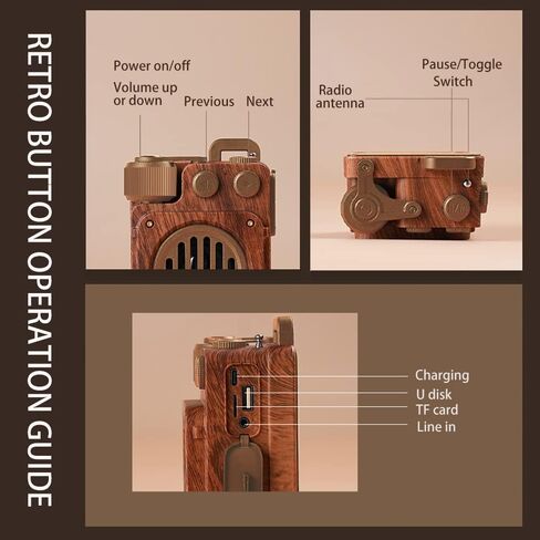 Baolira Retro Bluetooth Speaker, Vintage Wireless Speaker with Old Fashioned Classic Style, Mini Speaker with Wireless & AUX and TF Card,Portable Bluetooth Speaker Ideas Gifts for Men in Kuwait