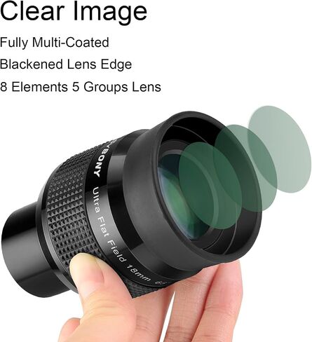 SVBONY SV190 Ultra Flat Field Eyepiece, 1.25 Inch UF 18mm Telescope Eyepiece, Fully Multi-Coated Feature Blackened Lens Edges in Saudi Arabia