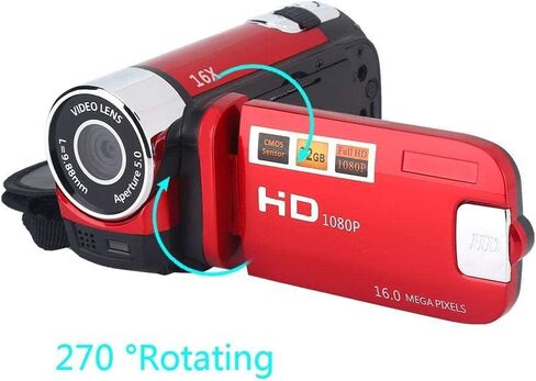 Socobeta Camcorder DV Video Camera Full HD 270° Rotation 1080P 16X High Definition Digital Camcorder Digital Camera US RED in Saudi Arabia
