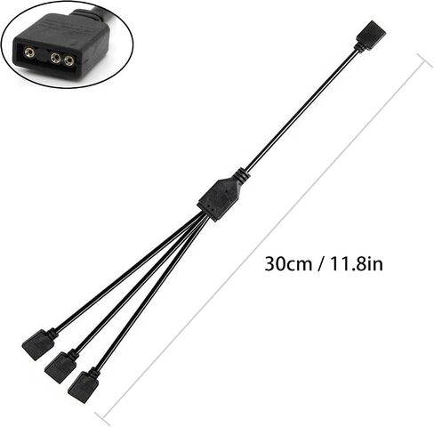 3-Pack 5V 3Pin ARGB 1-to-3 Female to Female Spliter Cables, Addressable RGB Spliter Extension Cable with Male Pins, Used for Computer Chassis, CPU Heat Sink, and 5V ARGB Fans (11.8 Inches) in Kuwait