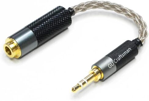 GUCraftsman 3.5mm Stereo Male to 4.4mm Balanced Female Portable Headphone Adapter Cable 6N Single Crystal Silver Headphone Jack Convert Cable for Audio Players with 3.5mm Ports in Kuwait