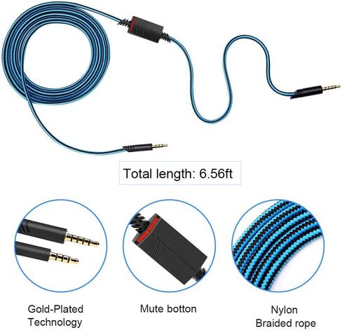 كابل صوت بديل MQDITH 2.0M متوافق مع سماعة الألعاب Astro A40 A40TR، وسلك كتم الصوت المضمن ولا يوجد سلك تحكم في مستوى الصوت (سلك النايلون) in Kuwait