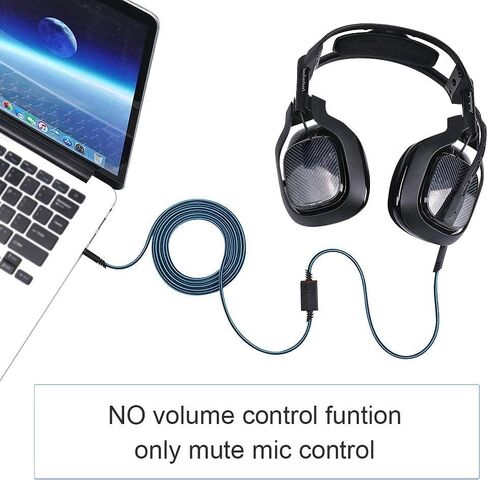 كابل صوت بديل MQDITH 2.0M متوافق مع سماعة الألعاب Astro A40 A40TR، وسلك كتم الصوت المضمن ولا يوجد سلك تحكم في مستوى الصوت (سلك النايلون) in Kuwait