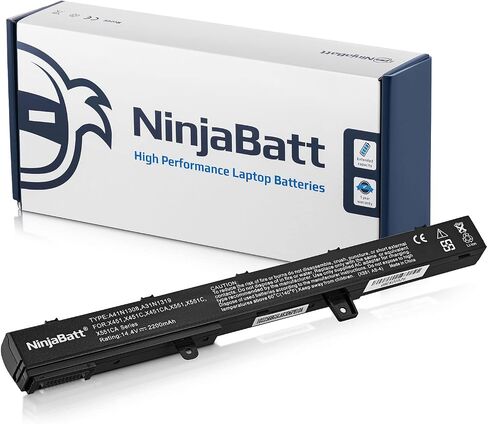 بطارية NinjaBatt لجهاز Asus X551 X551M A31N1319 X551C A41N1308 X551MA D550 X551CA A31LJ91 X451 X451C 00B110-00250600 0B110-00250100 - أداء عالي [4 خلايا/2200 مللي أمبير/32 وات] in Kuwait