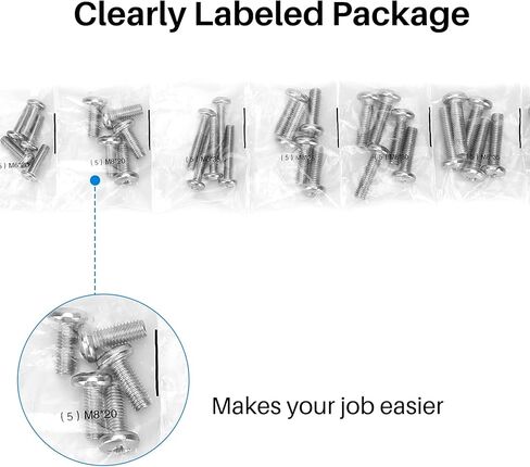 Rust-Free Universal TV Mounting Hardware Kit Includes M4 M5 M6 M8 Stainless Steel Bolts, Washers, and Spacers, Fit All TVs up to 80 inch (125 pcs) in Kuwait