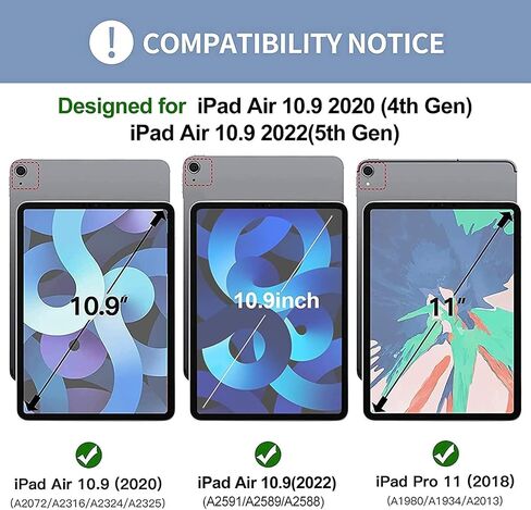حافظة لوحة مفاتيح MMK iPad 10.9 لجهاز iPad Air 5th Gen 2022، iPad Air 4th Gen 2020، iPad Pro 11 2018 مع حافظة لوحة مفاتيح بلوتوث لاسلكية قابلة للفصل مع حامل قلم رصاص (أزرق سماوي) in Saudi Arabia