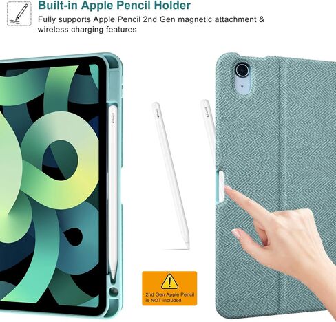 حافظة لوحة مفاتيح MMK iPad 10.9 لجهاز iPad Air 5th Gen 2022، iPad Air 4th Gen 2020، iPad Pro 11 2018 مع حافظة لوحة مفاتيح بلوتوث لاسلكية قابلة للفصل مع حامل قلم رصاص (أزرق سماوي) in Saudi Arabia