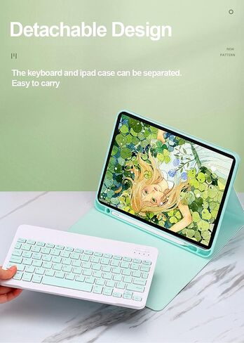 حافظة لوحة المفاتيح Lrufodya لجهاز iPad Mini 1 2 3 4 /Mini 5 مع لوحة مفاتيح لاسلكية قابلة للفصل وحامل قلم، حافظة غطاء ذكي نحيف للنوم/الاستيقاظ التلقائي (أزرق) in Kuwait
