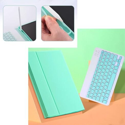 حافظة لوحة المفاتيح Lrufodya لجهاز iPad Mini 1 2 3 4 /Mini 5 مع لوحة مفاتيح لاسلكية قابلة للفصل وحامل قلم، حافظة غطاء ذكي نحيف للنوم/الاستيقاظ التلقائي (أزرق) in Kuwait