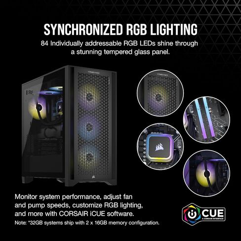 كمبيوتر الألعاب Corsair Vengeance i7500 Series - وحدة المعالجة المركزية Intel Core i7 14700KF المبردة بالسوائل - وحدة معالجة الرسومات NVIDIA GeForce RTX 4080 - ذاكرة Vengeance RGB DDR5 سعة 32 جيجابايت - 2 تيرابايت M.2 SSD - أسود in Kuwait