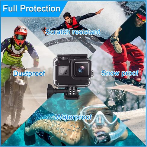 حافظة مقاومة للماء لهاتف GoPro Hero 8 باللون الأسود، غطاء حماية للغوص تحت الماء لكاميرا GoPro Hero 8 Action للغوص بطول 196 قدمًا (60 مترًا)، متضمنة حشوات مضادة للضباب in Kuwait