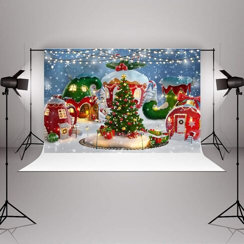 Aperturee 5x3ft Christmas Candy House Photography Backdrop Winter Snow Pine Tree Xmas Tree Snowflake Lollipop Background Newborn Baby Shower Children Portrait Photo Studio Booth Prop Decoration Banner in Kuwait