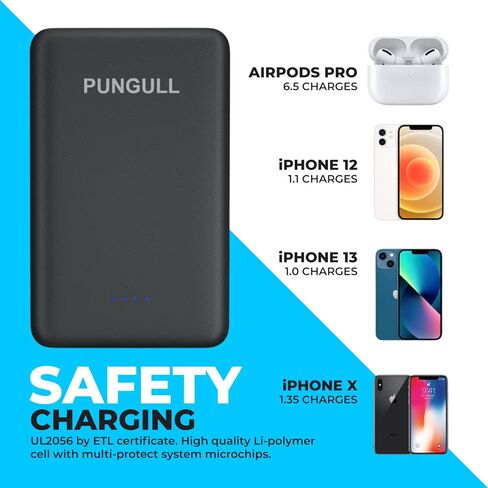 Slim Portable Charger 5000mAh - Compact Mini Small Power Bank Built-in Cable Cute Mobile Cell Phone External Battery Pack 5V 2.1A USB-C Compatible with iPhones 6/7/8/X/XS/XR/11/12/13/14 Airpods in Saudi Arabia