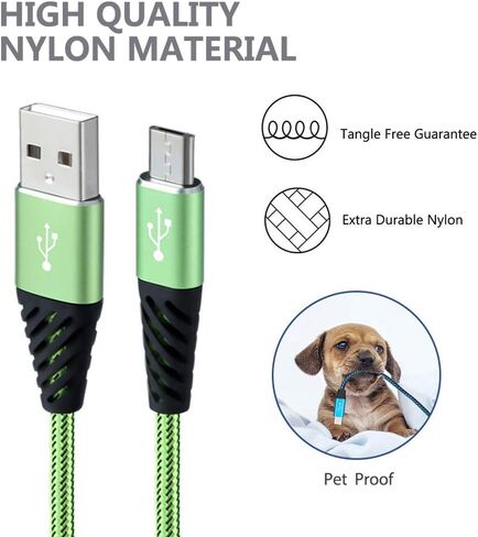 Bynccea Micro USB Cable 6FT 4-Pack Phone Charger Android Nylon Braided Android Charger Cables Fast Charging Compatible with Samsung Galaxy J8/J7/S7/S6/Edge,Note5,LG,Sony,HTC,Moto,Xbox,PS4 in Kuwait