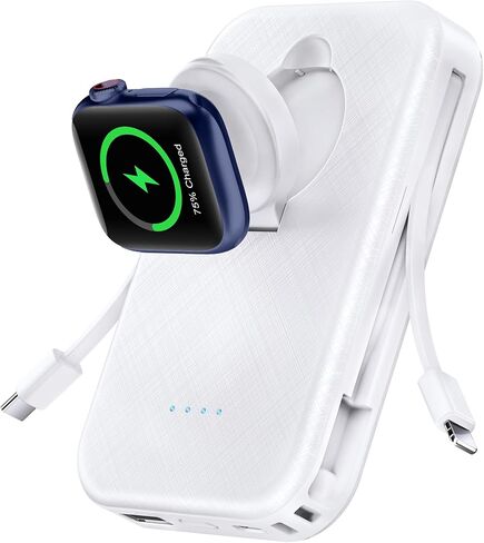 RORRY Portable Apple Watch Charger,10000mAh Fast Charging Power Bank with Built-in Cable, Compatible with Apple Watch Series 9/Ultra2/8/Ultra/7/6/Se/5/4/3/2/, iPhone 15/14/13/12/11/XS/X/8 in Saudi Arabia