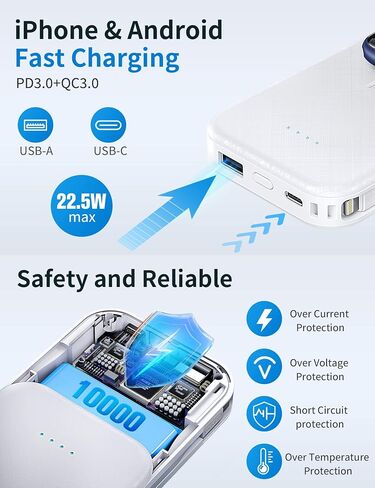 RORRY Portable Apple Watch Charger,10000mAh Fast Charging Power Bank with Built-in Cable, Compatible with Apple Watch Series 9/Ultra2/8/Ultra/7/6/Se/5/4/3/2/, iPhone 15/14/13/12/11/XS/X/8 in Saudi Arabia