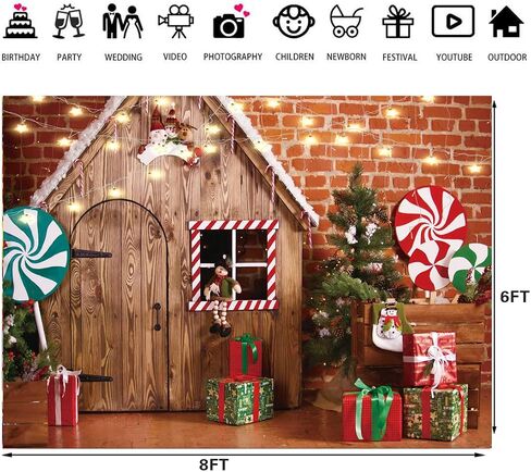 LTLYH 7X5ft Christmas Photo Backdrop Christmas Wooden House Candy Tree Photoshoot Background for Kids Portrait Photo Studio Booth Photographer Props Backdrop 119 in Kuwait