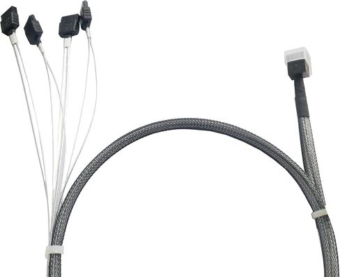 DiLiVing Internal HD Mini SAS (SFF-8643 Host) - كابل 4X SATA (الهدف)، كابل SFF-8643 إلى 4X SATA، SFF-8643 لوحدة التحكم، 4 Sata متصل بالقرص الصلب، 3.3 قدم/1 متر in Kuwait