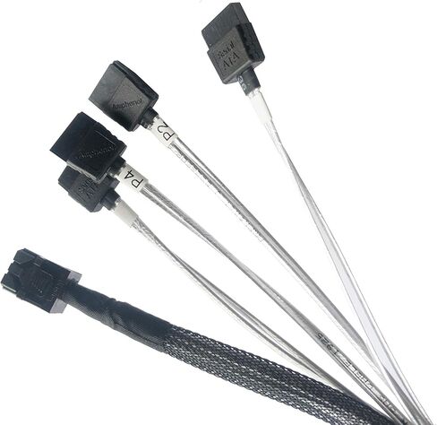 DiLiVing Internal HD Mini SAS (SFF-8643 Host) - كابل 4X SATA (الهدف)، كابل SFF-8643 إلى 4X SATA، SFF-8643 لوحدة التحكم، 4 Sata متصل بالقرص الصلب، 3.3 قدم/1 متر in Kuwait