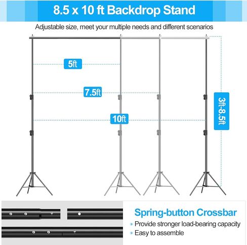 EMART Heavy Duty Backdrop Stand, 7 x 10ft Adjustable Background Support System Kit with Carry Bag for Photography in Saudi Arabia