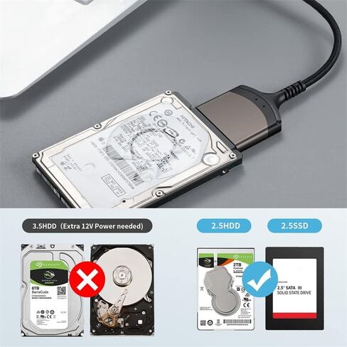 Cablecc 5Gbps USB-C Type-C to SATA 22 Pin Adapter Cable for 2.5" Hard Disk Driver SSD Laptop in Kuwait