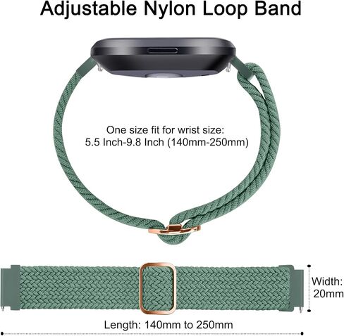 Tobfit Elastic Bands Compatible with Fitbit Versa 2 Watch Bands Women Men, Soft Adjustable Stretchy Loop Nylon Stylish Replacement Wristbands for Fitbit Versa 2 / Versa/Lite/SE (3 Pack) in Kuwait