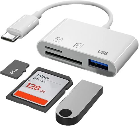 قارئ بطاقات USB-C SD/TF MicroSD + USB 2.0، محول بطاقة ذاكرة تي تيرسيلي 3 في 1 من النوع C لماك بوك برو 2022-2016 13/15/16، M1 M2 ماك اير/ايباد برو/سيرفس وسامسونج جالكسي وجوجل بيكسل وغيرها in Saudi Arabia