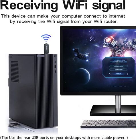 محول WiFi 6، محول شبكة USB WiFi 6، محول USB WiFi 6E، AX1800Mbps، USB3.0 ثنائي النطاق 2.4 جيجا هرتز/574 ميجا بت في الثانية و5 جيجا هرتز/1201 ميجا بت في الثانية عالي السرعة، يدعم Win 10/11 in Kuwait