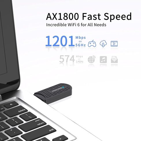 محول WiFi 6، محول شبكة USB WiFi 6، محول USB WiFi 6E، AX1800Mbps، USB3.0 ثنائي النطاق 2.4 جيجا هرتز/574 ميجا بت في الثانية و5 جيجا هرتز/1201 ميجا بت في الثانية عالي السرعة، يدعم Win 10/11 in Kuwait
