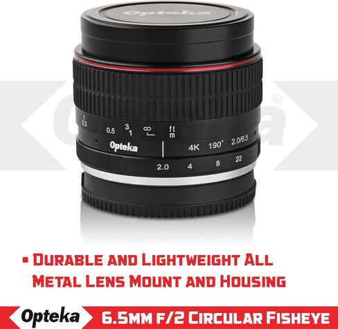 Opteka 6.5mm f/2 HD MC Manual Focus Wide Angle Circular Fisheye Lens for Sony E-Mount A6600, A6500, A6400, A6300, A6100, A6000, A5100, A5000, A3000 and NEX Mirrorless Digital Cameras Black in Kuwait