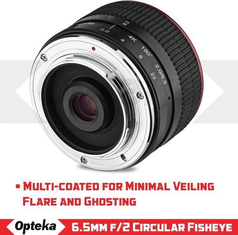 Opteka 6.5mm f/2 HD MC Manual Focus Wide Angle Circular Fisheye Lens for Sony E-Mount A6600, A6500, A6400, A6300, A6100, A6000, A5100, A5000, A3000 and NEX Mirrorless Digital Cameras Black in Kuwait