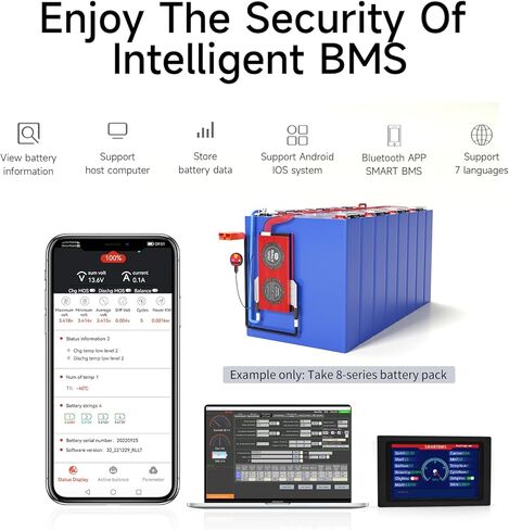 لوحة حماية البطارية الذكية القابلة للبرمجة BMS Lifepo4 16S 48V 200A LiFePO4 من DALY مع أسلاك الرصاص المتوازنة، اتصال UART لعاكس محول الطاقة in Kuwait