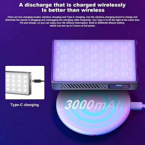 Godox RGB Video Light, C5R LED Camera Light 360° Full Color RGB Panel Video Light,2500K-8500K,CRI96 TLCT97 39 Fx Effects,Wireless Charging &Magnetic Attraction in Saudi Arabia