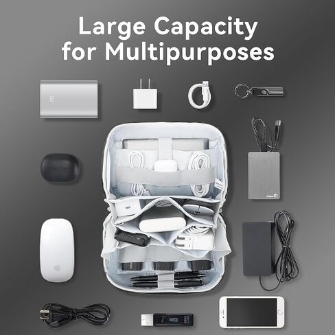 Omnpak إلكترونيات منظم الحقيبة السفر التكنولوجيا المنظم حقيبة الحبل المنظم حقيبة كما إكسسوارات السفر للرجال النساء المحمولة حقيبة تخزين الحبل مقاومة للماء للشاحن، والكابلات، وبنك الطاقة، والشخصية in Kuwait