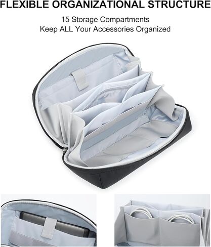 Omnpak إلكترونيات منظم الحقيبة السفر التكنولوجيا المنظم حقيبة الحبل المنظم حقيبة كما إكسسوارات السفر للرجال النساء المحمولة حقيبة تخزين الحبل مقاومة للماء للشاحن، والكابلات، وبنك الطاقة، والشخصية in Kuwait