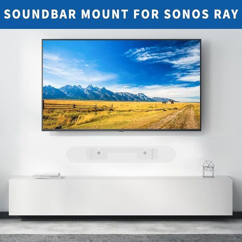 Soundbar Wall Mount for Sonos Ray, Hidden Low-Profile Floating Bracket, For Sonos Ray Mount Above or Below TV, Custom Heavy-Duty Steel Support, Easy Installation, Mounting Hardware Included, Black in Kuwait