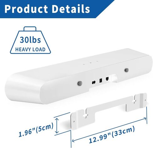 Soundbar Wall Mount for Sonos Ray, Hidden Low-Profile Floating Bracket, For Sonos Ray Mount Above or Below TV, Custom Heavy-Duty Steel Support, Easy Installation, Mounting Hardware Included, Black in Kuwait
