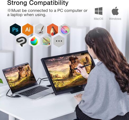 تابلت رسومي Artisul D22S مقاس 21.5 بوصة مع شاشة عرض القلم، وحساسية القلم 8192 مستوى مع إمالة 60 درجة، وشاشة رسم رسومية 1920x1080 FHD 100% sRGB متضمنة حامل قابل للتعديل in Kuwait